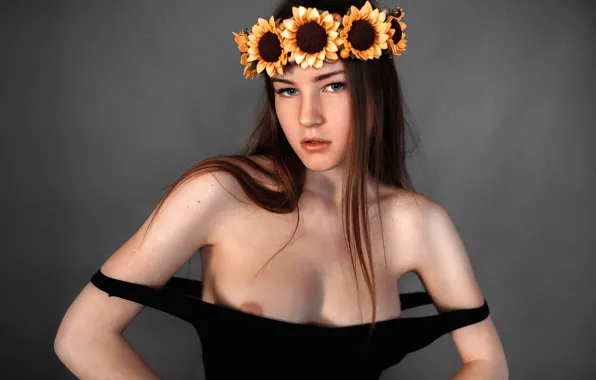 Chest, girl, Michelle, wreath, Dmitry Pererva