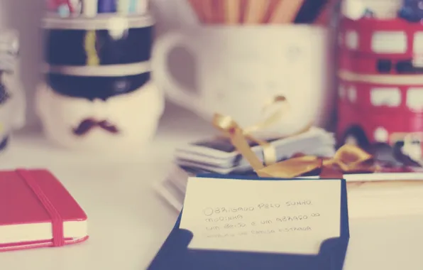 Table, dishes, Notepad, note