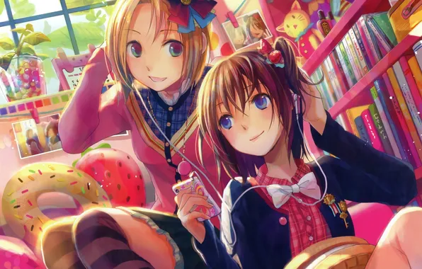 Room, book, two, listen to the music