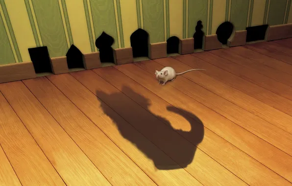 Picture cat, shadow, mouse