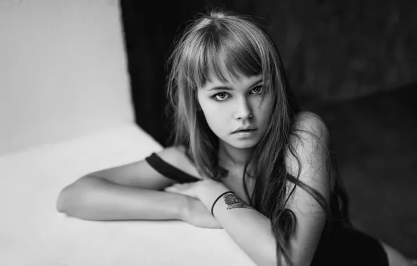 Look, portrait, tattoo, Russia, Black and white, George Chernyadev, Anastasia Shcheglova