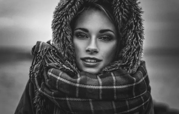 Picture look, girl, face, smile, sweetheart, model, portrait, scarf