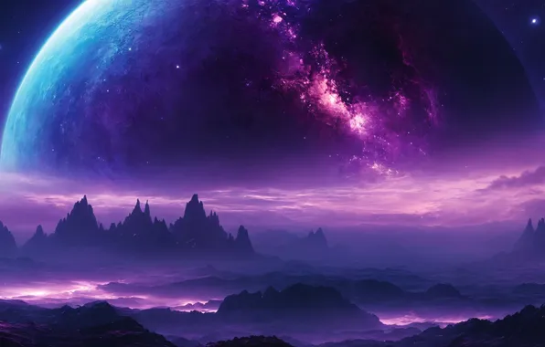 Space, rocks, planet, the surface of the planet