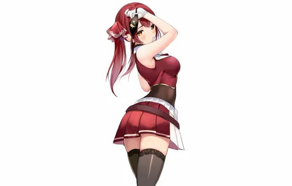Girl, sexy, school uniform, thighhighs, long hair, boobs, anime, beautiful