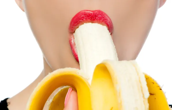 Picture woman, fruit, lips, banana