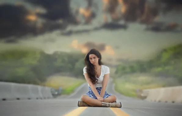 Picture road, girl, Hannah