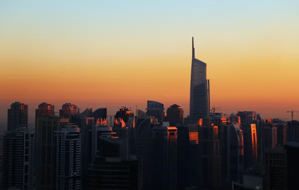 Sunset, The city, House, Building, City, House, Dubai, Architecture