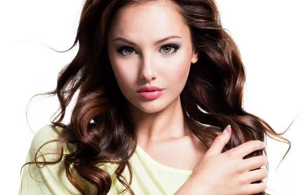 Girl, face, portrait, makeup, hairstyle, the hand on the shoulder, Valua Vitaly