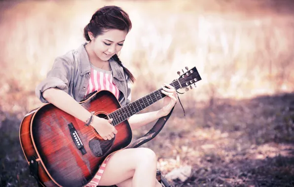 Girl, music, guitar