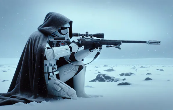Desert, Star Wars, star wars, sniper, rifle, Cape, infantryman, digital art