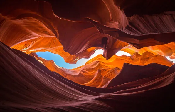 Picture colors, colorful, desert, lake, canyon, cave, cliffs, curves