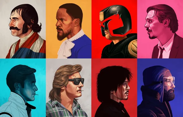 Reservoir Dogs, The Thing, portraits, Judge Dredd, Drive, Django Unchained, Old boy, Gangs Of New …