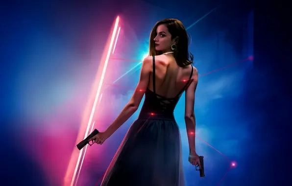 Pose, weapons, back, figure, Ballerina, Ballerina, Ana de Armas, Ana de Armas