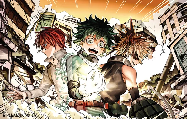 Anime, art, guy, Boku no Hero Academy, My hero Academy, Bakusou, Isuku, Shoto