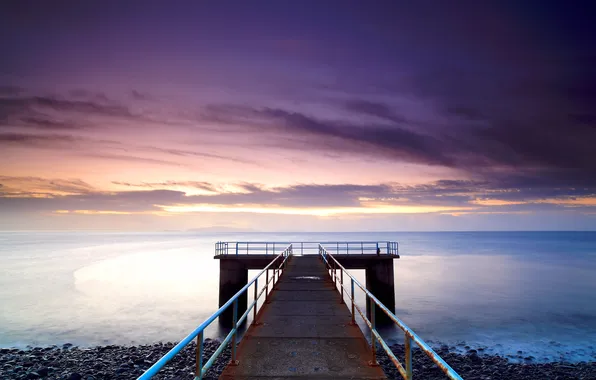 Picture sea, water, the ocean, dawn, shore, landscapes, beaches, the old pier