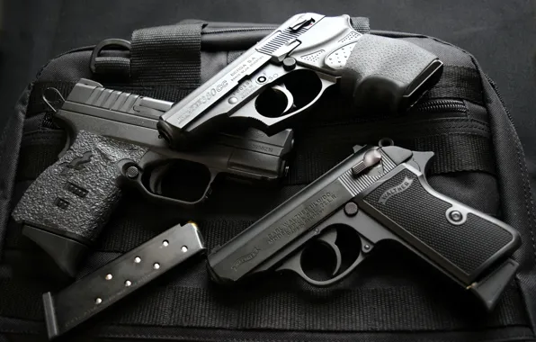 Picture weapons, guns, Springfield 9 mm, Walther PPKS 22, Bersa 380