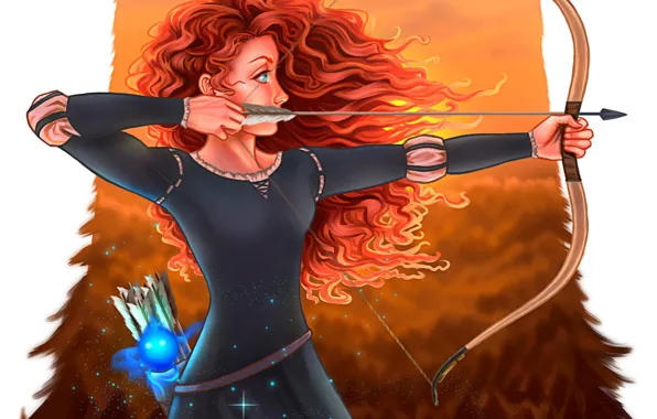 Bow, drawings, Princess, Merida, military, Ellis Court