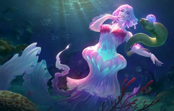 Sea, the ocean, Medusa, fantasy, art, Jon Neimeister, Lady of the Sea Discordia