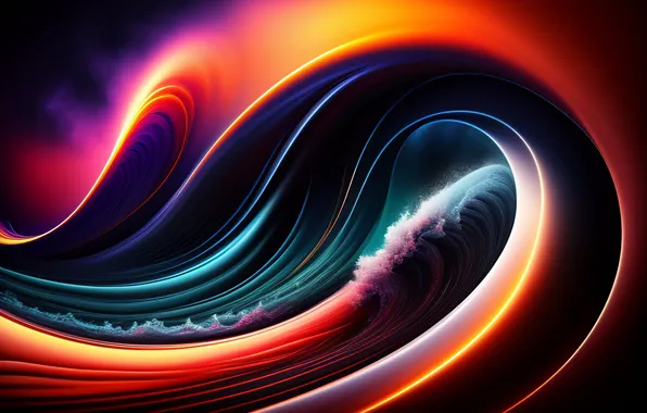 Line, abstraction, the dark background, abstract background, AI art, neural network