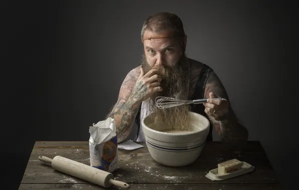 Picture male, beard, the dough