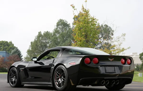 Picture car, Corvette, Chevrolet, Chevrolet, black, back, Pratt &ampamp; Miller, C6RS