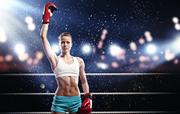 Picture girl, sport, Boxing, the ring