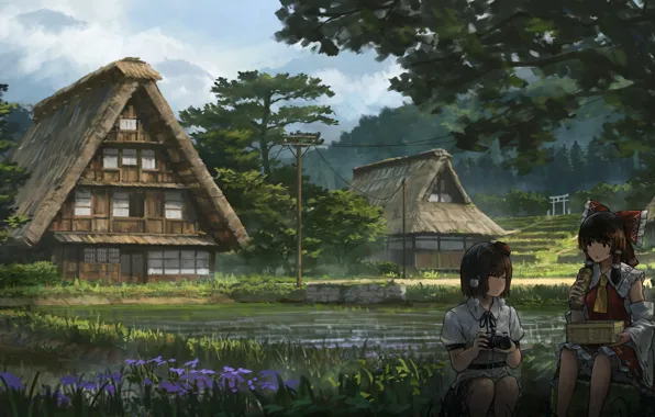 Nature, house, girls, Touhou, Touhou