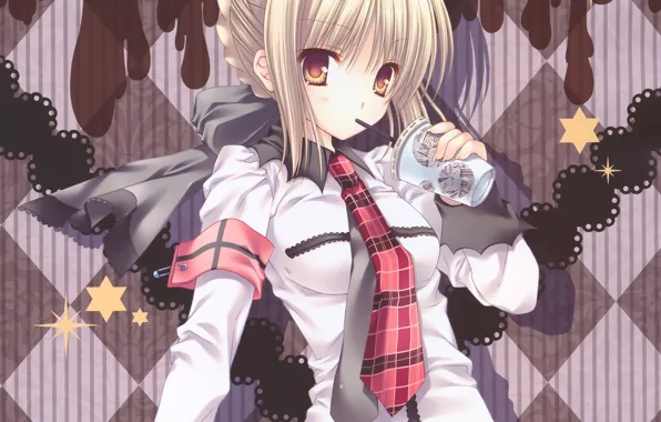 Picture anime, art, girl, Cup, tube