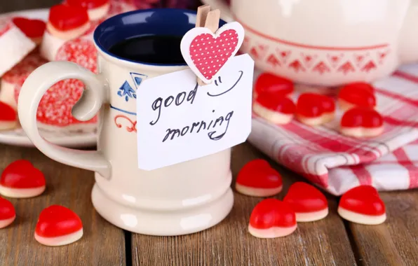 Picture love, coffee, Cup, hearts, valentine's day