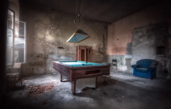 Table, room, Billiards, window