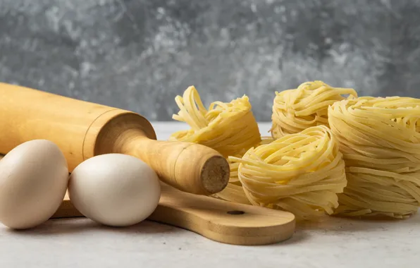 Eggs, pasta, rolling pin, noodles, socket