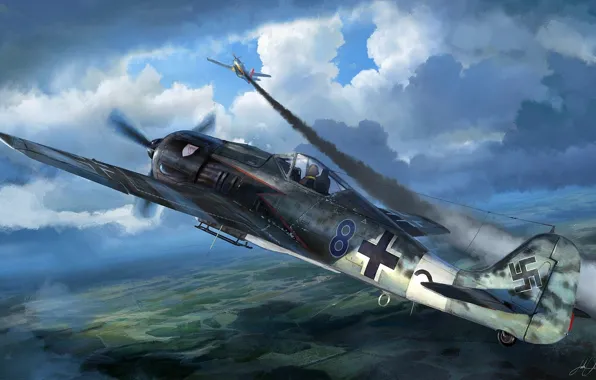 Picture the plane, figure, fighter, the Germans, Focke Wulf, Fw 190, Luftwaffe