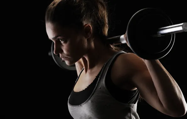 Picture woman, fitness, weight, weight bar