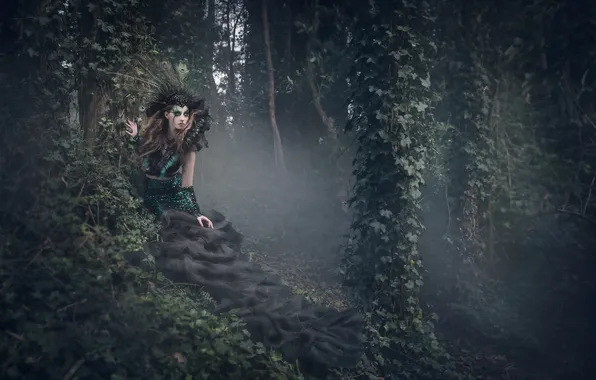 Forest, girl, nature