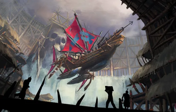 Figure, Ship, Art, Art, Fiction, Illustration, Concept Art, Jinheng LI