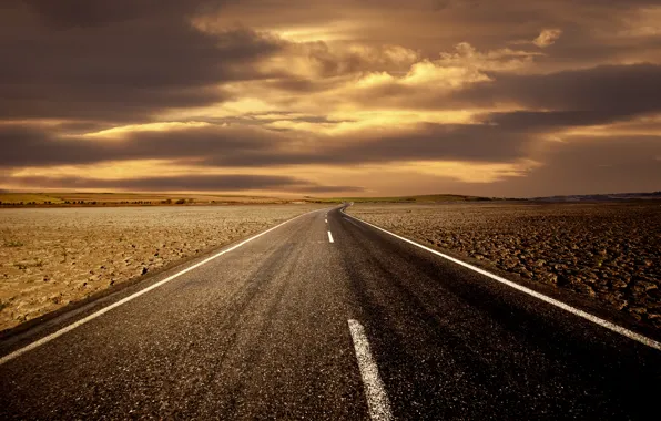 Road, the sky, landscape, markup, hills, view, horizon, sky