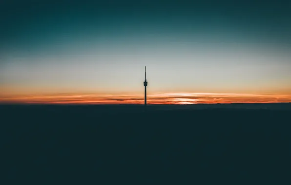Wallpaper the sky, sunset, Stuttgart TV Tower for mobile and desktop ...