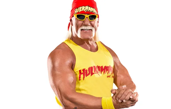 Picture mustache, pose, glasses, Hulk Hogan, actor, wrestler, biceps, showman