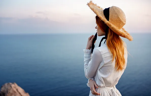 Girl, serenity, portrait, hat, George Chernyadev, Georgy Chernyadyev, Victoria Ageeva, Viktoria Ageeva