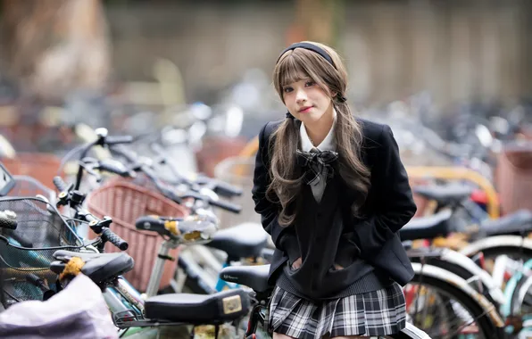 Girl, Asian, bikes