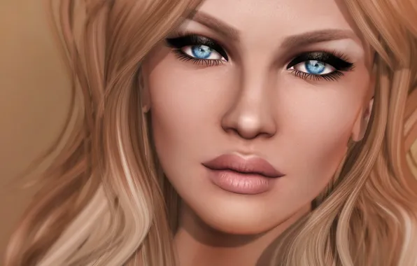 Wallpaper eyes, look, girl, face, hair, lips, beauty