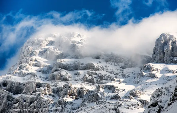 The sky, clouds, snow, mountains