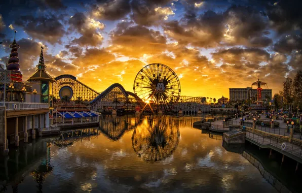 Sunset, California, Disneyland, Paradise Pier Sunset