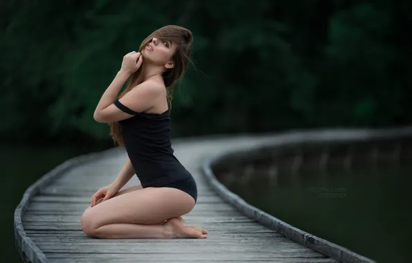 Ass, ass, chest, look, nature, comfort, river, feet