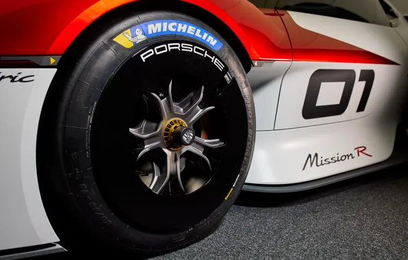 Picture Porsche, close-up, Michelin, tire, Mission R, Porsche Mission R