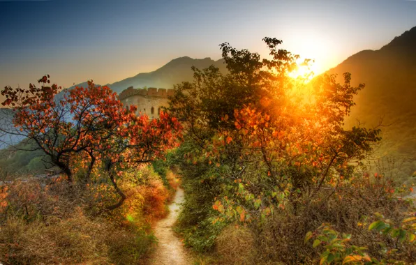 Picture autumn, nature, China, china, highlands, the great wall of China, vyshgora, great wall