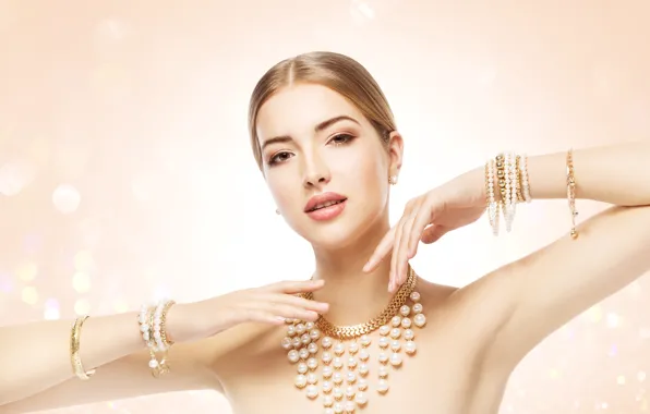 Look, girl, decoration, hair, hands, makeup, hairstyle, pearl