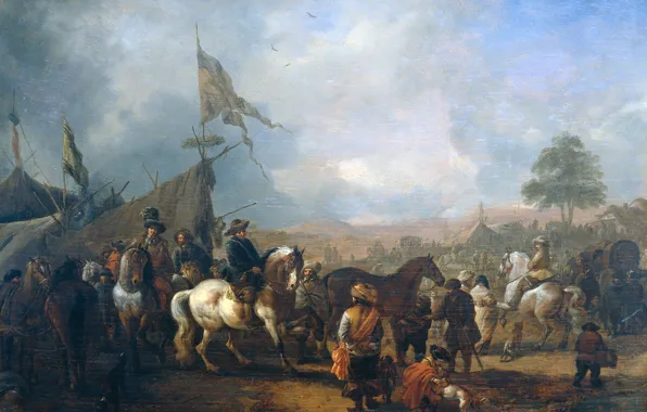 Trees, oil, picture, Military Camp, Philips Bowerman