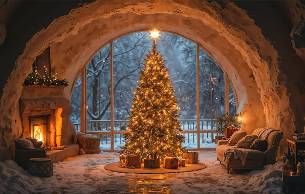 Picture room, tree, interior, Christmas, New year, Christmas, view, tree