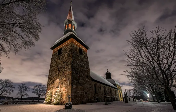 The evening, Sweden, Sweden, Stockholm, Poveda, Drottningholm, Lovö Church